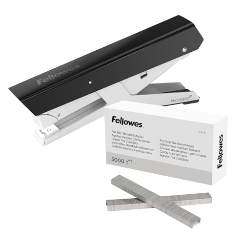 Fellowes Heftzange LX890 aus Metall, kein Klammerstau, Bypass-Heftung von bis zu 40 Blatt + Fellowes Heftklammern 26/6 mm für Full-Strip/Vollstreifen-Heftgeräte – Packung mit 5000 Stück – Bundle von Fellowes