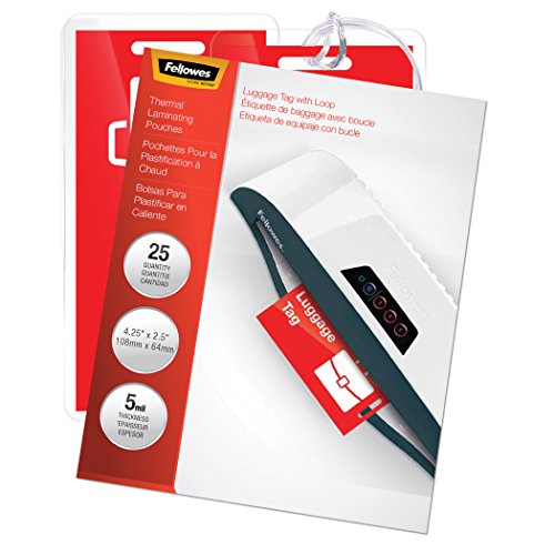 Fellowes Laminating Pouches, Thermal, Luggage Tag with Loop, 5 Mil, 25 Pack (52003) von Fellowes
