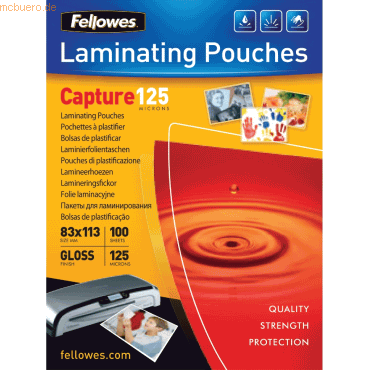 Fellowes Laminierfolien Capture 83X113mm 125mic VE=100 Stück glänzend von Fellowes