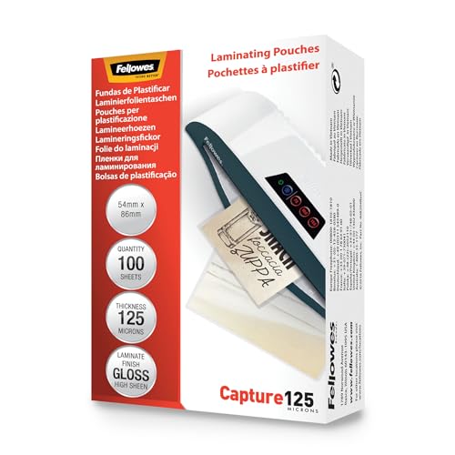Fellowes Laminierfolien Format 54 x 86 mm, 250 Mikron (2 x 125 mic), glänzend, 100 Stück von Fellowes