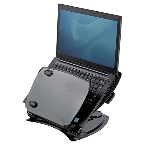 Fellowes Laptop Ständer für Notebooks bis 17 Zoll (43,18cm) - höhenverstellbar, Neigung bis 65 Grad verstellbar - integrierter Vorlagenhalter und USB Ports von Fellowes
