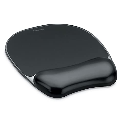 Fellowes Mauspad mit Handgelenkauflage Crystals - Mauspad mit Gelkissen - ergonomisches Mauspad - Gaming Mousepad - Handballenauflage - Farbe: schwarz von Fellowes