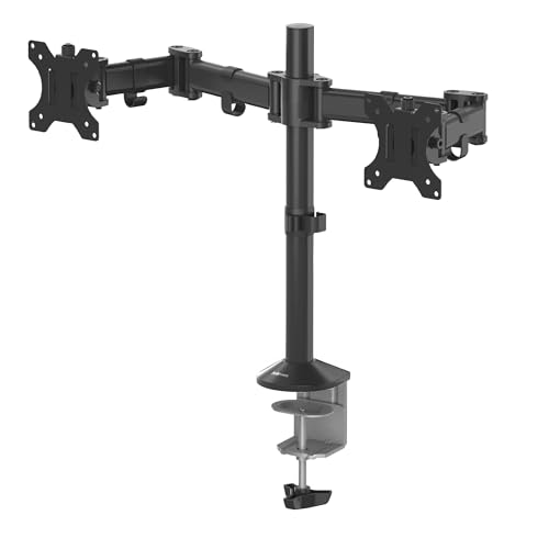 Fellowes Monitor Halterung 2 Monitore - Monitor Arm für 2 Bildschirme bis 68,5 cm (27 Zoll) - bis 180° Drehung & Höheneinstellung - Befestigung mit Klemme - schwarz von Fellowes