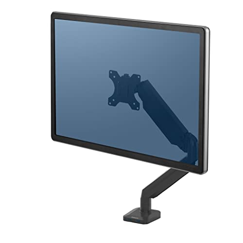 Fellowes Monitor Halterung für 1 Bildschirm bis 32 Zoll (81,28 cm) - Platinum Series Monitor Arm mit Gasfeder, USB Ports - Befestigung mit Klemme oder Kabeldurchlass - schwarz von Fellowes