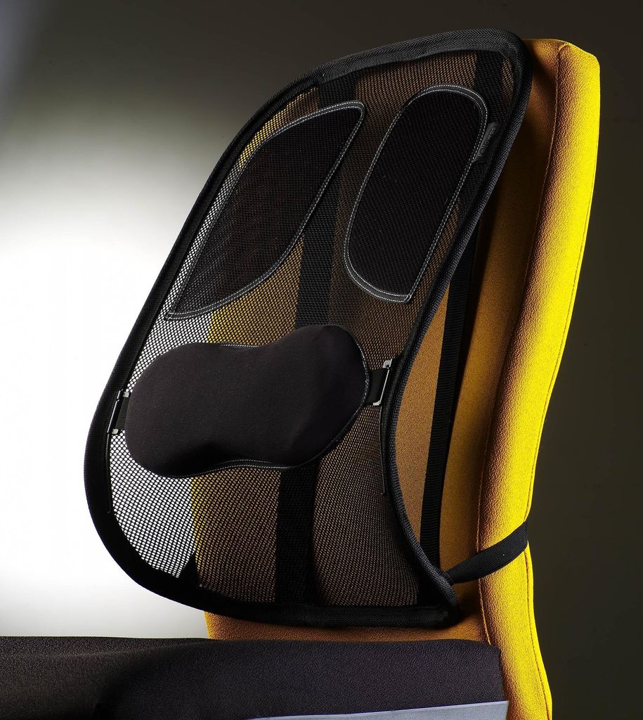 Fellowes Netz-Rückenstütze Professional Series, schwarz luftdurchlässiger Netzstoff, kann an jedem Stuhl angebracht (8029901) von Fellowes
