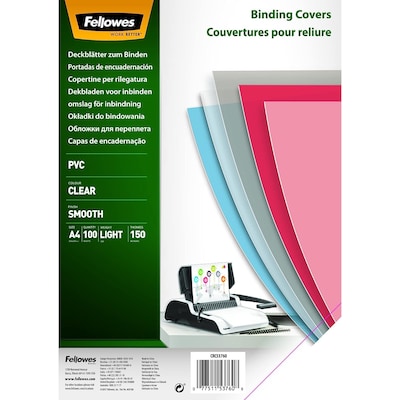 Fellowes PVC Deckblatt für Bindungen A4 transparent 100 Stück von Fellowes