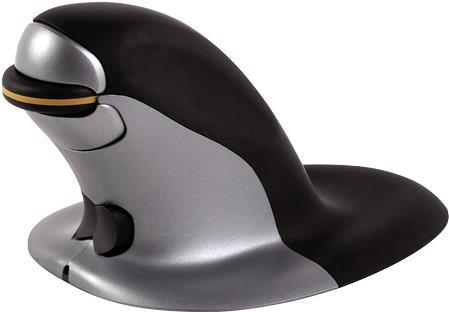 Fellowes Penguin Large - Maus - rechts- und linkshändig - Laser - kabellos - 2.4 GHz - kabelloser Empfänger (USB) - Schwarz, Silber von Fellowes