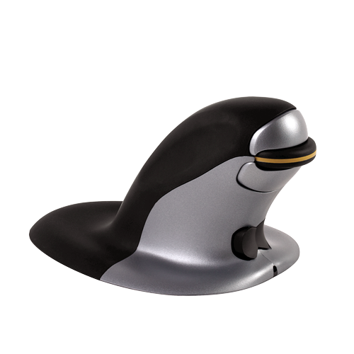 Fellowes Penguin Medium - Maus - ergonomisch - rechts- und linkshändig - Laser - kabellos - 2.4 GHz - kabelloser Empfänger (USB) - Schwarz, Silber von Fellowes