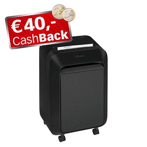 AKTION: Fellowes Powershred LX 211 Aktenvernichter mit Partikelschnitt P-5, 2 x 12 mm, bis 14 Blatt, schwarz mit CashBack von Fellowes