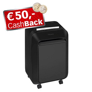 AKTION: Fellowes Powershred LX 221 Aktenvernichter mit Partikelschnitt P-5, 2 x 12 mm, bis 19 Blatt, schwarz mit CashBack von Fellowes