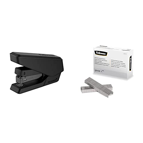 Fellowes Tacker LX840 Easy-Press Hefter mit Microban Technologie Heftgerät für 24/6mm und 26/6mm Hefklammern - schwarz - 1 Stück + Heftklammern 26/6 mm für Full-Strip/Vollstreifen-Heftgeräte von Fellowes
