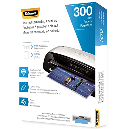 Fellowes Thermo-Laminierfolien, Briefgröße, 3 mm, 300 Stück, transparent (5247101) von Fellowes