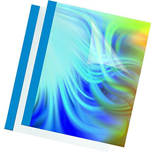Fellowes Thermobindemappen Prestige, 150 Mikron Vorderseite (PVC) / 220g/m² Rücken (Lederstruktur), blau von Fellowes