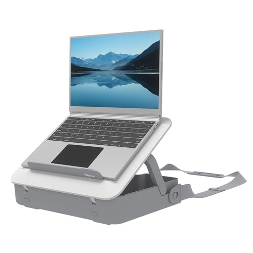 Fellowes Tragbarer Laptop-Ständer Tragetasche - Breyta™ 2-in-1 Design mit 5 Höheneinstellungen - Ideal für hybrides Arbeiten - 100% recycelbar - Weiß von Fellowes