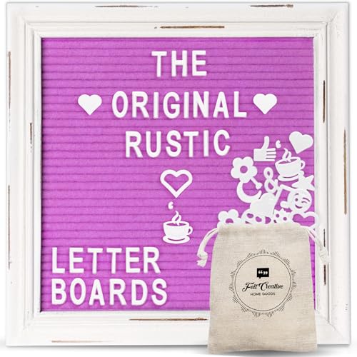 Felt Creative Home Goods Rustikales Vintage-Stil Bauernhaus Filz Brieftafel Rillentafel Stecktafel mit Stand by mehr als 350 Buchstaben, Zahlen, Symbole (Lila, 26x26 cm) von Felt Creative Home Goods