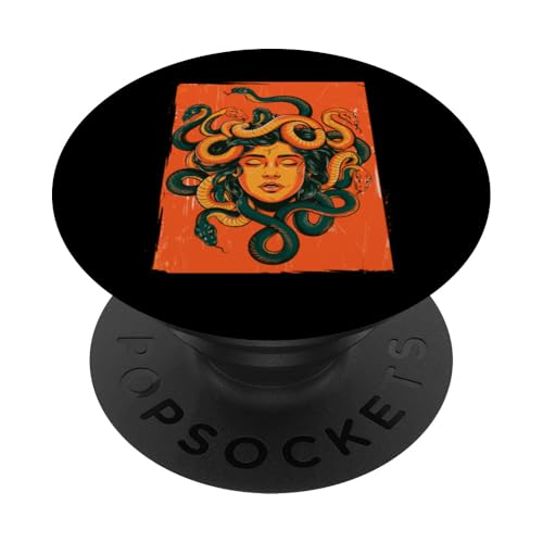 Greek Mythology Medusa Orange Feminist Graphic PopSockets Klebender PopGrip Greek Mythology Medusa Orange Feminist Graphic PopSockets Klebender PopGrip von Feminism Greek Goddess Medusa Gorgon Gorgo