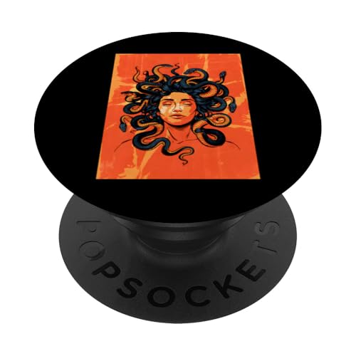 Greek Mythology Medusa Orange Feminist Graphic PopSockets Klebender PopGrip Greek Mythology Medusa Orange Feminist Graphic PopSockets Klebender PopGrip von Feminism Greek Goddess Medusa Gorgon Gorgo