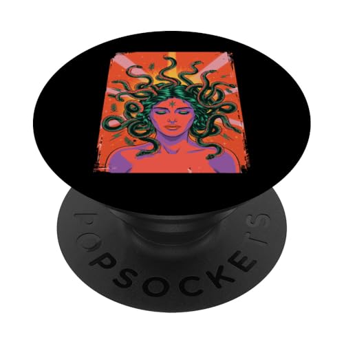 Greek Mythology Medusa Orange Feminist Graphic PopSockets Klebender PopGrip Greek Mythology Medusa Orange Feminist Graphic PopSockets Klebender PopGrip von Feminism Greek Goddess Medusa Gorgon Gorgo