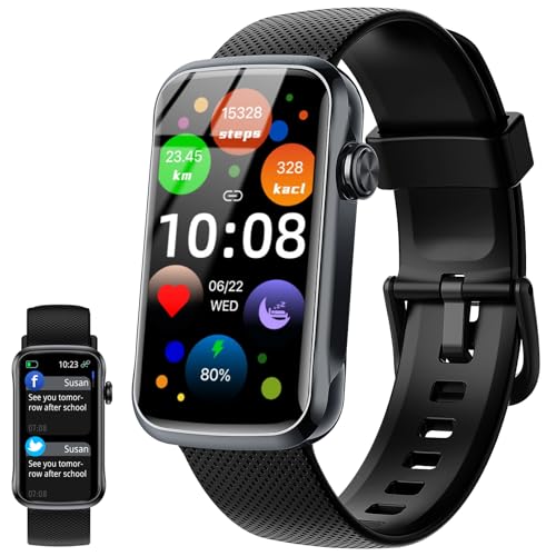 Smartwatch Damen Herren, 1.47" Smart Watch mit Benachrichtigungen, IP68 Wasserdicht Fitnessuhr Damen Herren mit 24 Sportmodi, Fitness Tracker mit Puls-Schlaf-Monitor Schrittzähler, Uhr für Android iOS von Fempoin