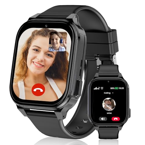 Smartwatch Kinder, 4G Kinder Smartwatch mit GPS mit SIM, Uhr Kinder Telefon mit Videoanruf Schrittzähler SOS Schulmodus Wecker Kamera Spiele Kinderuhr Jungen Mädchen Teenager Student Geschenk von Fenamor