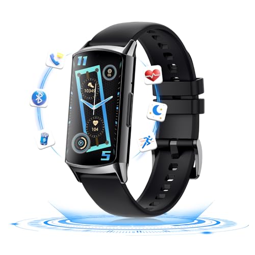 Smartwatch für Damen und Herren mit Bluetooth-Anruf, 1,58 Zoll HD Amoled Smartwatch, 120+ Sportler, Schlafmonitor, Pulsmesser, Blutdruckmessgerät, SpO2, Schrittzähler für Android iOS von Fenamor