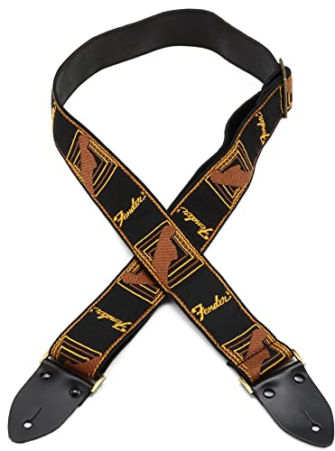 Fender® »LEGACY VINTAGE MONOGRAM STRAP« Gitarrengurt - 5cm Breite - Farbe: Schwarz/Braun/Gelb von Fender