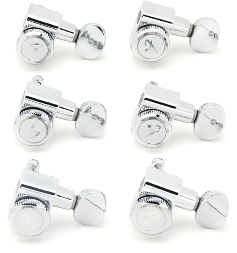 Fender® »LOCKING STRATOCASTER®/TELECASTER® TUNING MACHINES - VINTAGE BUTTONS« Locking Stimmmechaniken für Strat®/Tele® - Vintage-Flügel - 18:1-6-links - Farbe: Chrome von Fender