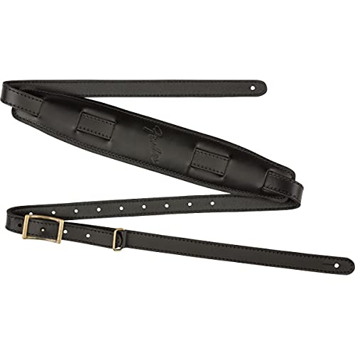 Fender® »MUSTANG® VINTAGE SADDLE STRAP« Gitarrengurt aus Leder - Farbe: Schwarz, 2" von Fender