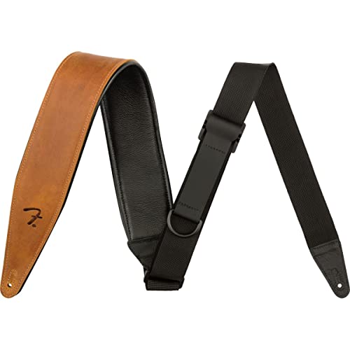 Fender® »RIGHT HEIGHT™ RAYON LEATHER STRAP« Gitarrengurt aus Leder mit Einhand-Funktion - Farbe: Cognac von Fender