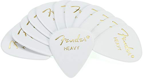 Fender 351 Shape Premium Plektren (12 Stück) für E-Gitarre, Akustikgitarre, Mandoline und Bass 351 - Heavy weiß von Fender