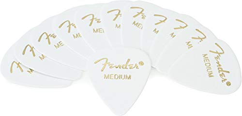 Fender 351 Shape Premium Plektren (12 Stück) für E-Gitarre, Akustikgitarre, Mandoline und Bass 351 - Medium weiß von Fender