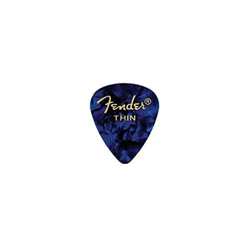 Fender 351 Shape Premium Plektren (12 Stück) für E-Gitarre, Akustikgitarre, Mandoline und Bass 351 - Thin Blau (Moto) von Fender