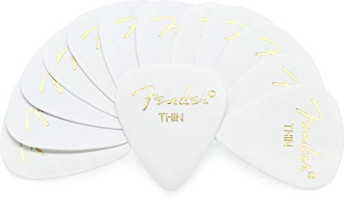Fender 351 Shape Premium Plektren (12 Stück) für E-Gitarre, Akustikgitarre, Mandoline und Bass 351 - Thin weiß von Fender