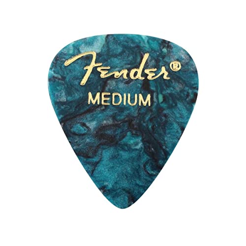 Fender 351 Shape Premium Plektren (12 Stück) für E-Gitarre, Akustikgitarre, Mandoline und Bass Medium Ocean Türkis von Fender