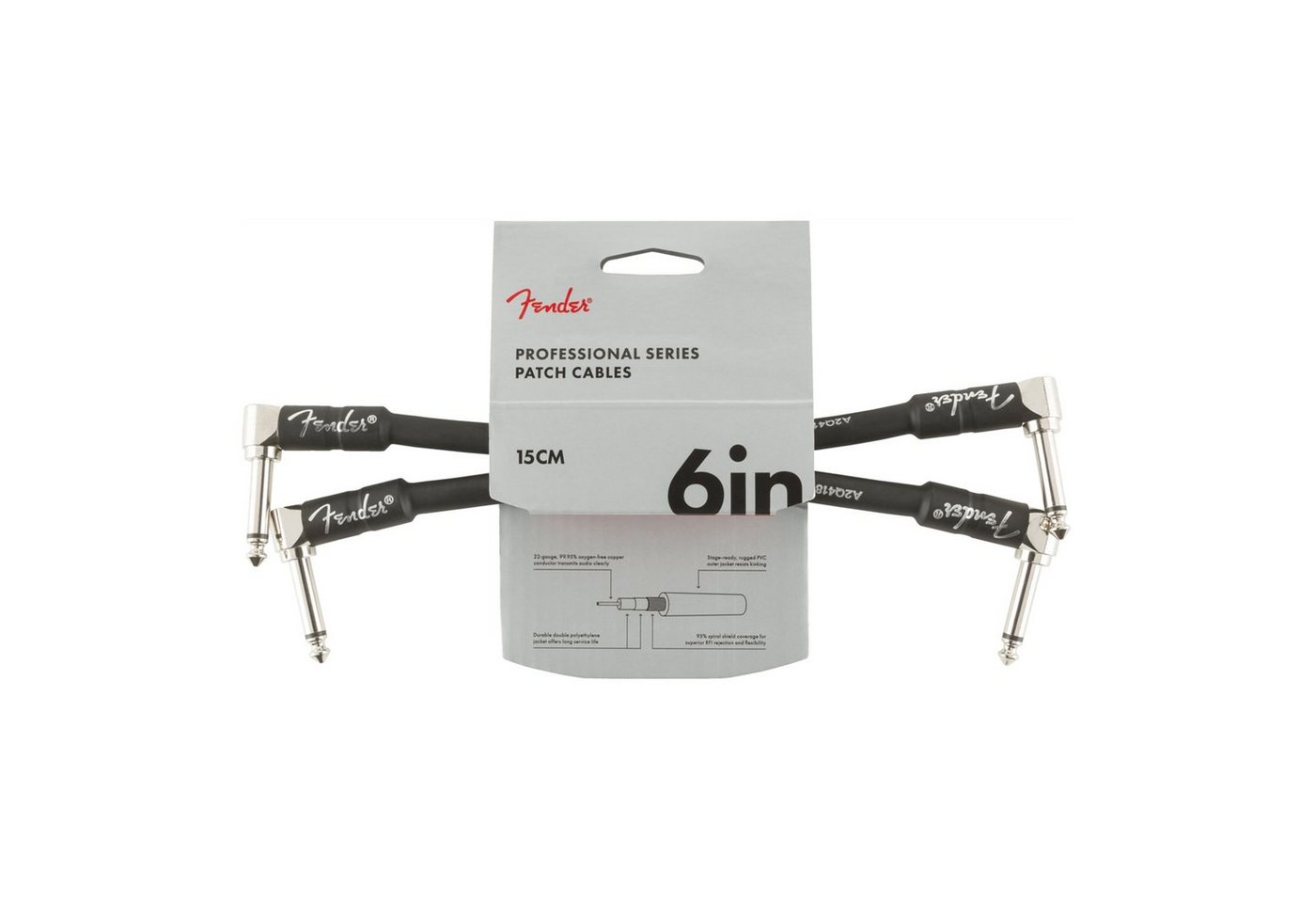 Fender Audio-Kabel, Professional Patch Cable BLK 0,15 m - Stereo Patchkabel Fender Audio-Kabel, Professional Patch Cable BLK 0,15 m - Stereo Patchkabel von Fender