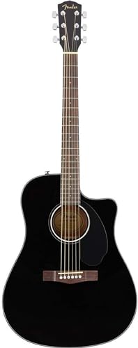 Fender CD-60SCE Dreadnought Elektroakustikgitarre, Hochwertige Westerngitarre mit Cutaway, Ideal für Bühne und Studio, Inklusive virtueller Kurse auf Fender Play, Schwarz von Fender