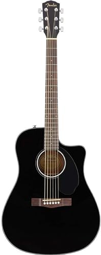 Fender CD-60SCE Dreadnought Akustikgitarre, Walnussgriffbrett, Schwarz von Fender