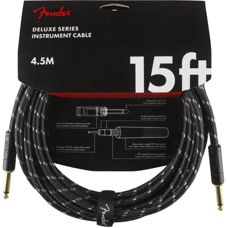 Fender Deluxe Cables - Black Tweed Instrument Cable, 4.5m von Fender