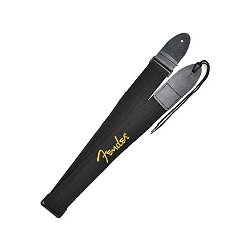 Fender Gitarrengurt, Polyestergewebe mit Gelbem Logo, Verstellbar 33”-53”, Schwarz Fender Gitarrengurt, Polyestergewebe mit Gelbem Logo, Verstellbar 33”-53”, Schwarz von Fender