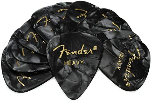 Fender Premium Celluloid 351 Shape Picks, Heavy, Black Moto, 12er-Pack von Fender