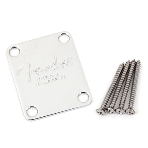 Fender Halsplatte m. Corona-Prägung, 4-Loch für E-Bass, verchromt Fender Halsplatte m. Corona-Prägung, 4-Loch für E-Bass, verchromt von Fender