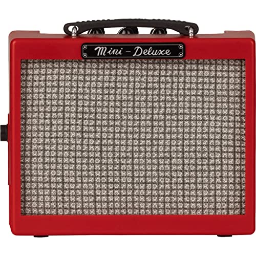 Fender Mini Deluxe Amp, Suitable for Electric Guitar & Bass - Red, Voll von Fender