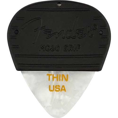 Fender Mojo Grip Guitar Picks, Celluloid, Thin, 3-Pack, White Moto von Fender