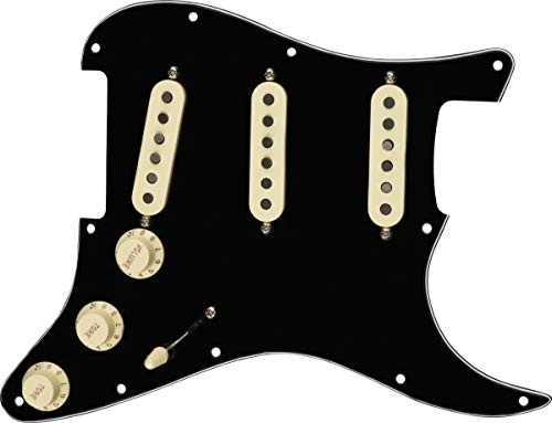 Fender Pre-wired Pickguard Strat Tex-Mex, einbaufertig verkabelt – SSS – Schwarz von Fender