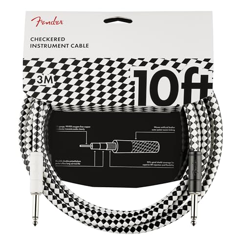 Fender Professional Series Instrumentenkabel, Gitarrenkabel, Gitarrenzubehör, gerade/gerade, Schachbrett, 3,0 m Fender Professional Series Instrumentenkabel, Gitarrenkabel, Gitarrenzubehör, gerade/gerade, Schachbrett, 3,0 m von Fender