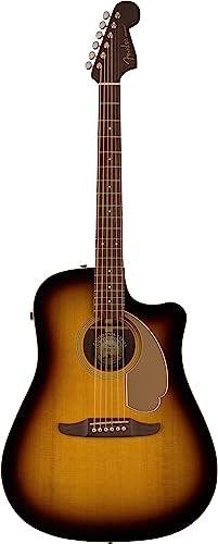Fender Redondo Player Acoustic Guitar, Walnut Fingerboard, Gold Pickguard, Sunburst von Fender