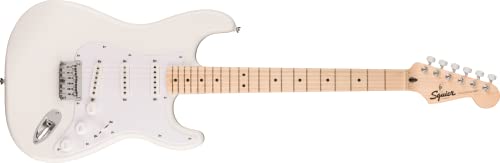 Squier by Fender Sonic Stratocaster HT, E-Gitarre, Ahorngriffbrett, Weiße Schlagplatte, Arctic Weiß, Inklusive kostenloser virtueller Kurse auf Fender Play von Fender