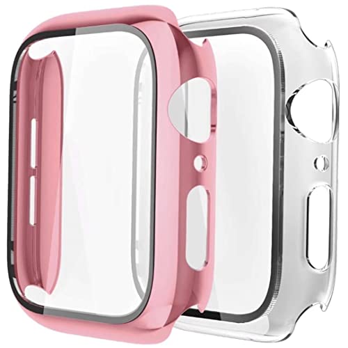 2 Stück Hülle Kompatibel mit Apple Watch 38/42/40/44mm mit Anti-Kratzen TPU Displayschutz Schutzfolie,360°Schutzhülle für iWatch Series 6/5/4/3/2/1/SE,2 Stück,Rose Gold/Clear,42mm von Fengyiyuda