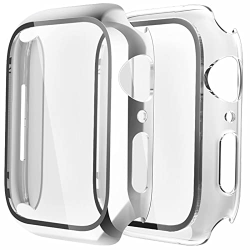 2 Stück Hülle Kompatibel mit Apple Watch 41mm mit Kratzfestes Displayschutz Schutzfolie,Ultradünne Schutz Case Schutzhülle für iWatch Series 9/8/7,Silber/Clear,41mm von Fengyiyuda