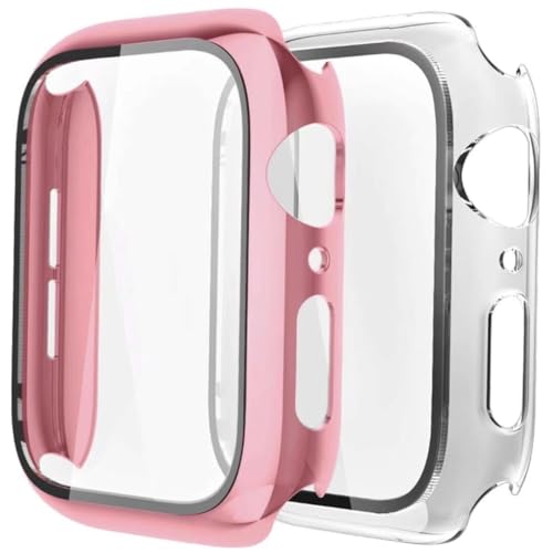 Fengyiyuda 2 Stück Hülle Kompatibel mit Apple Watch 38/42/40/44mm mit Anti-Kratzen TPU Displayschutz Schutzfolie,360°Schutzhülle für iWatch Series 6/5/4/3/2/1/SE,2 Stück,Rose Gold/Clear,38mm von Fengyiyuda